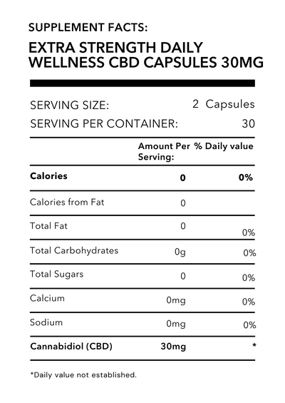 Daily Wellness 30mg CBD Capsules 60 ct