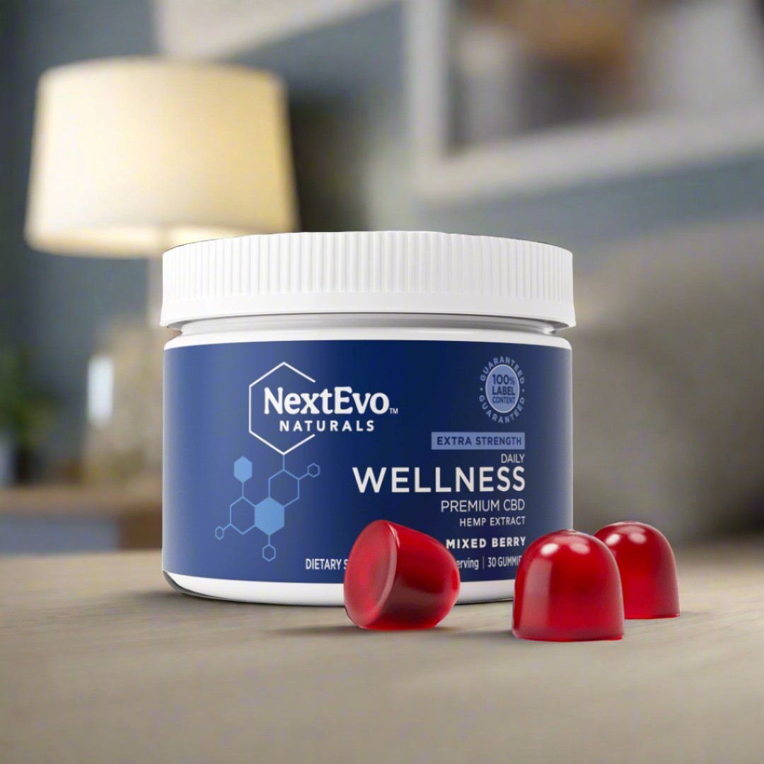 Extra Strength Daily Wellness Premium CBD Gummies 20mg 30ct - NextEvo Naturals 4x Faster Absorption | Best CBD