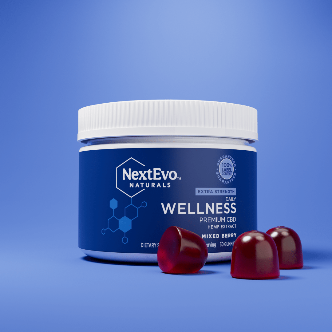 Extra Strength Daily Wellness Premium CBD Gummies 20mg 180ct - NextEvo Naturals 4x Faster Absorption | Best CBD