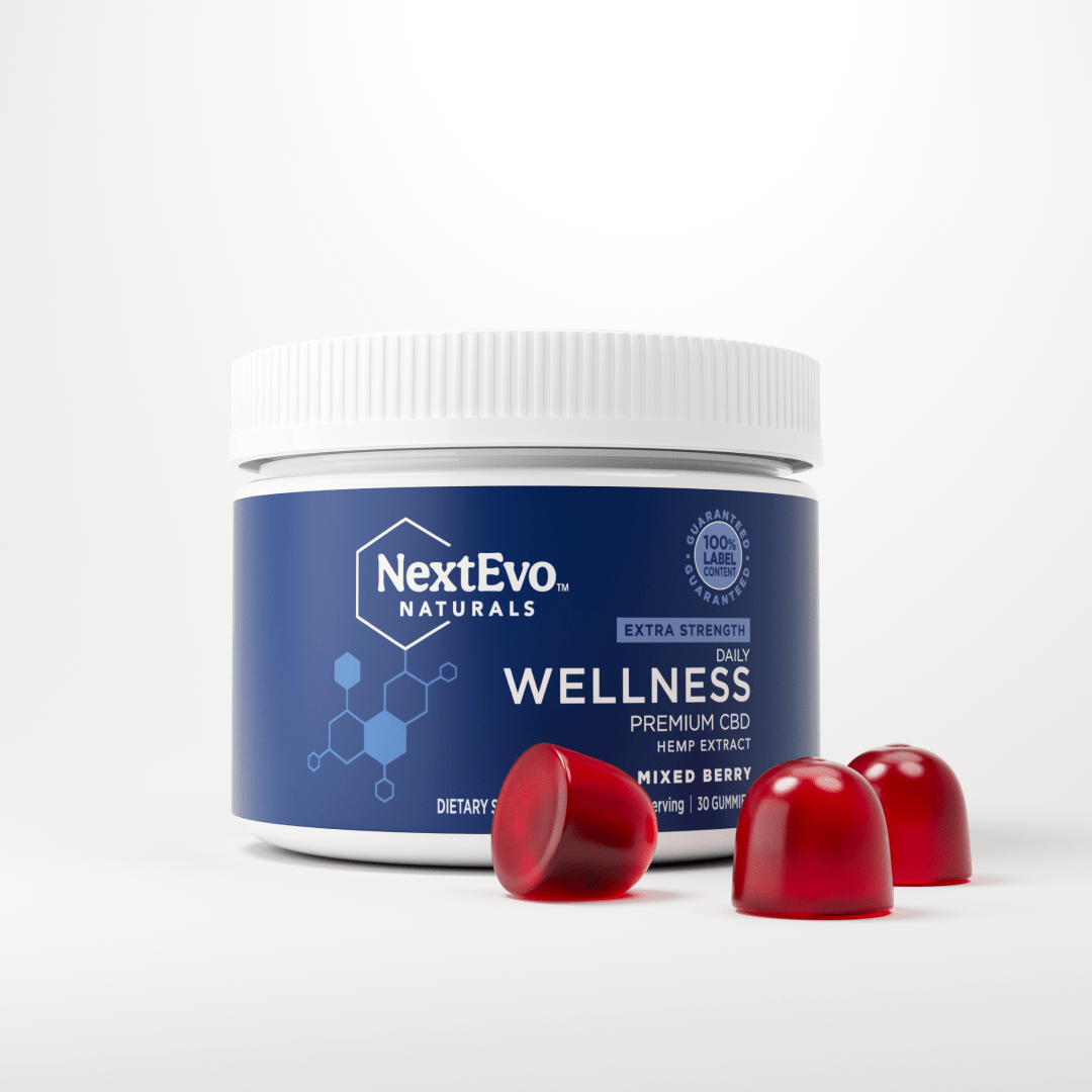 Extra Strength Daily Wellness Premium CBD Gummies 20mg 180ct - NextEvo Naturals 4x Faster Absorption | Best CBD