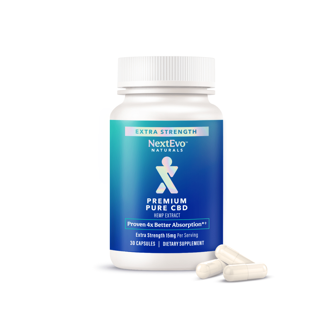 Premium Pure CBD Extra Strength Capsules Starter Pack 30 ct - NextEvo Naturals 4x Faster Absorption | Best CBD