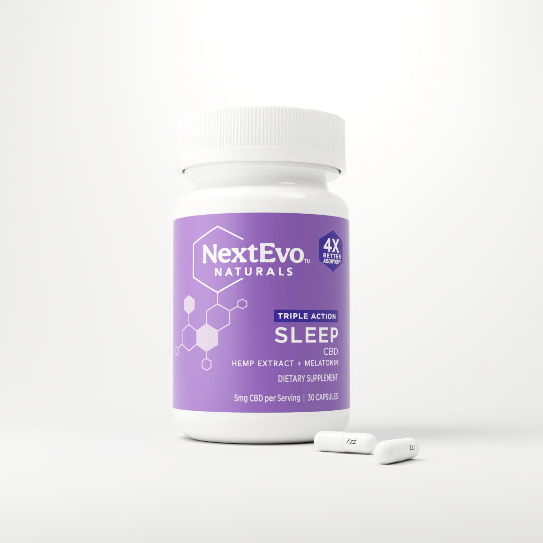 Triple Action CBD Sleep Capsules 30 ct - NextEvo Naturals 4x Faster Absorption | Best CBD